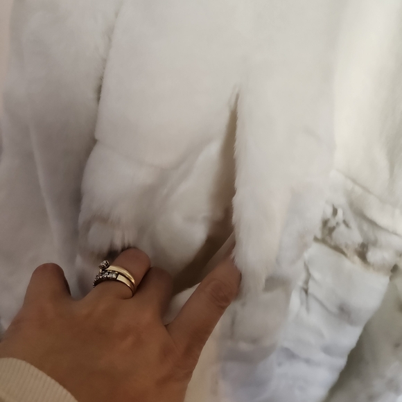 Retro White Faux Fur Penguin Coat Hooded Toggle Winter Jacket Size Small Vintage - Picture 7 of 14